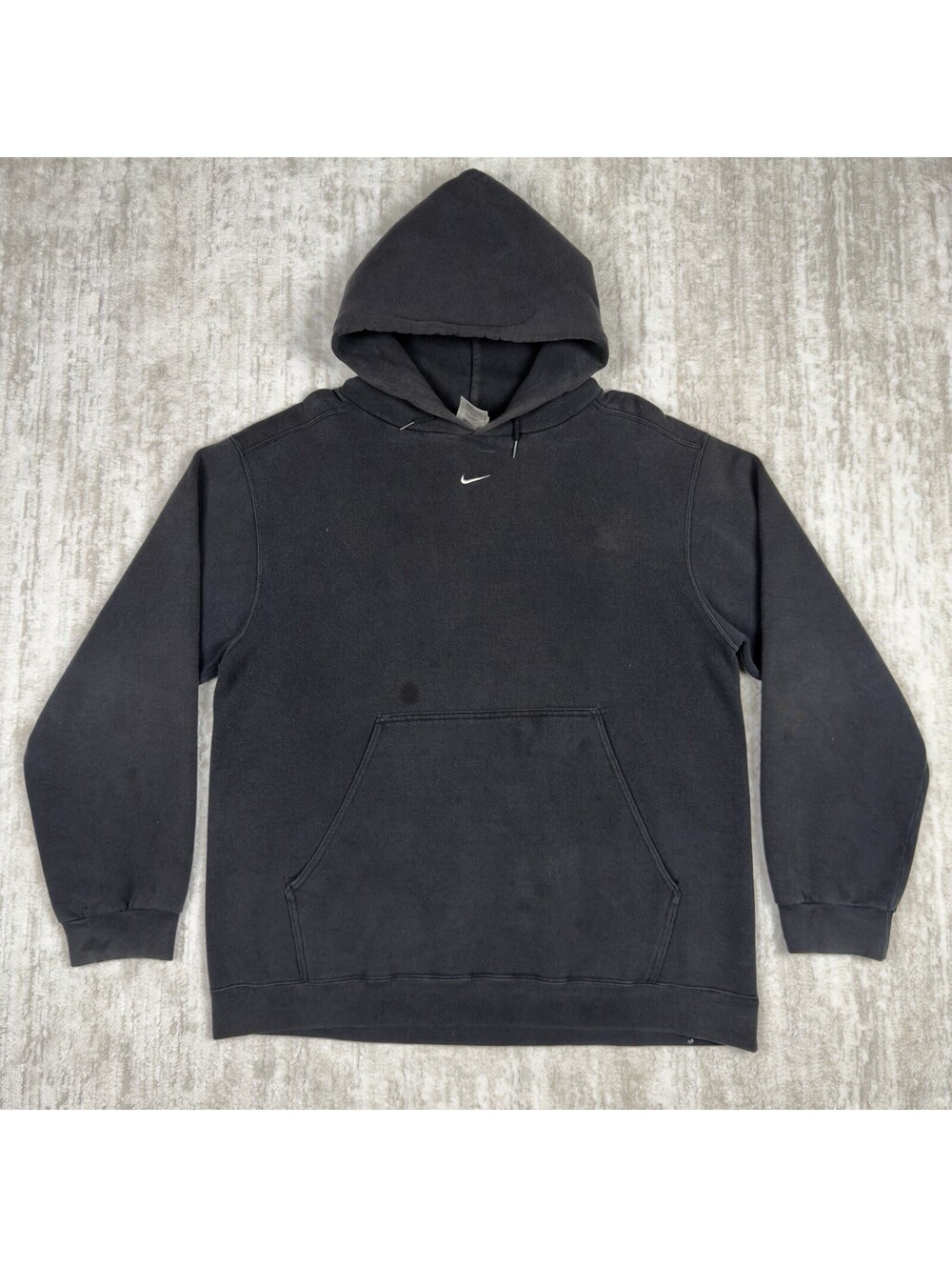 Vintage 90s Nike Center Swoosh Hoodie Large Faded Black Pullover